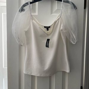 NWT! Express white top with puff sleeves